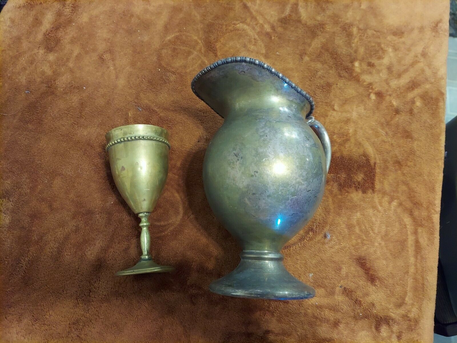 silver on copper pitcher And Goblet