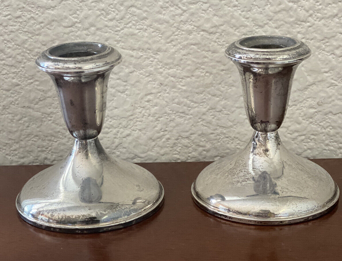 Vintage Empire Sterling Weighted Candle Holders - Pair