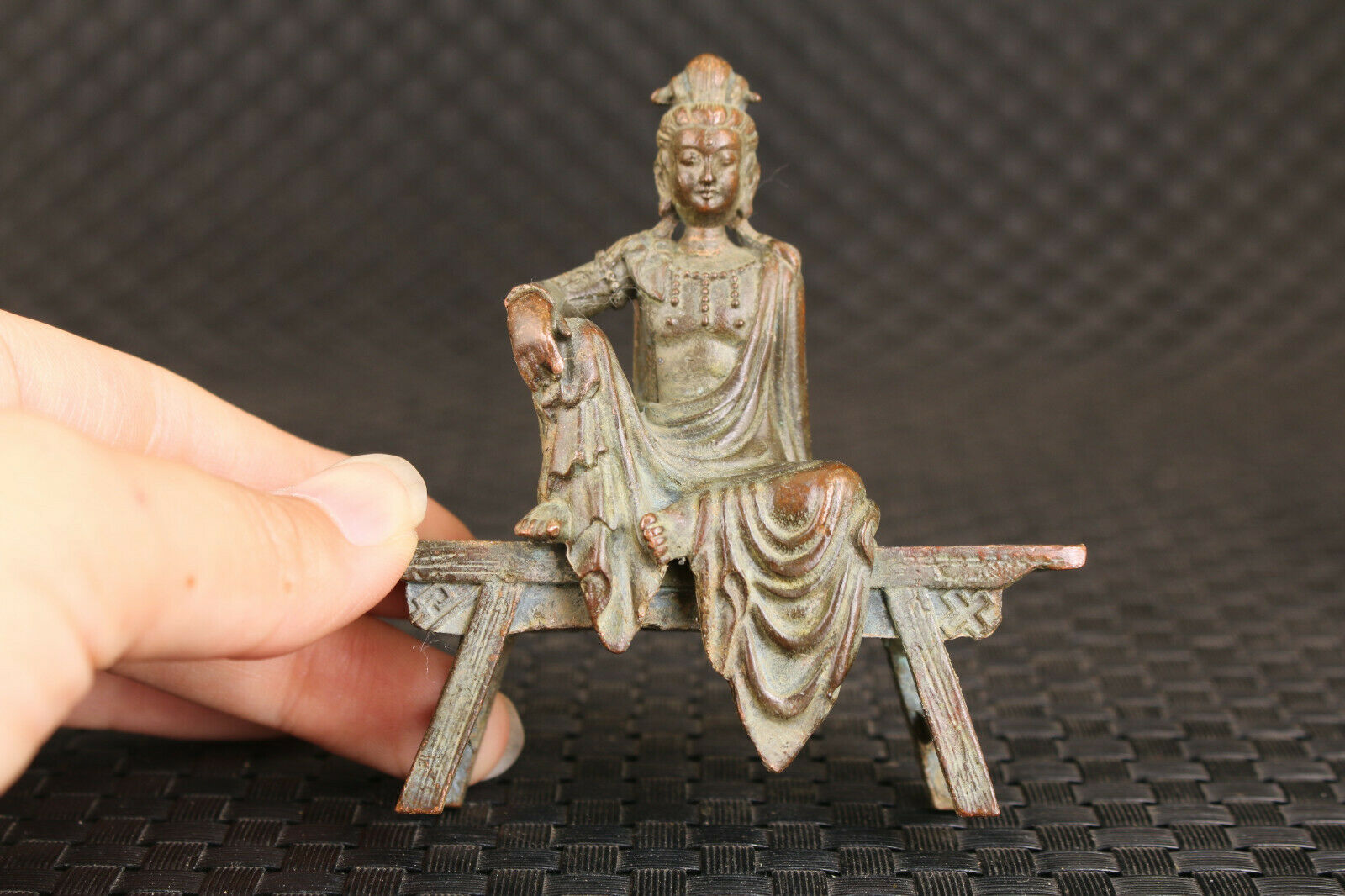 Blessing Chinese bronze kwan-yin guan yin statue collect fengshui Decoration