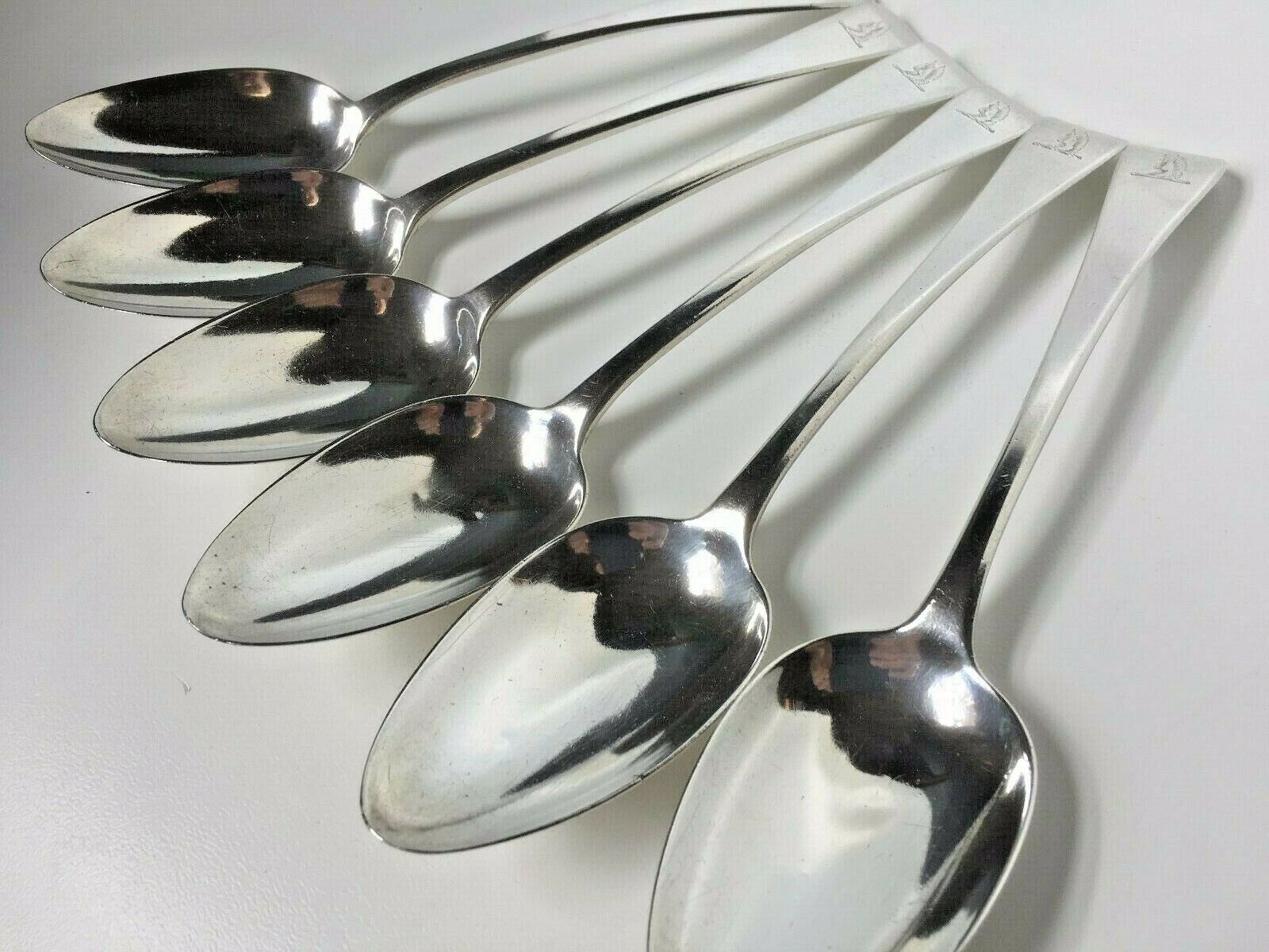 SIX LARGE GEORGIAN, d1811 'SERVING' SPOONS 'Double Winged Crested' Solid Silver
