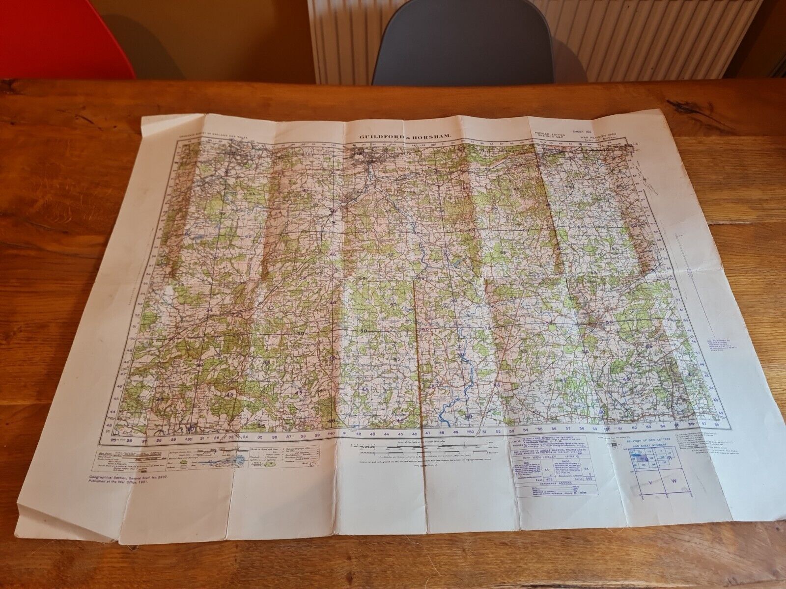 Ordnance Survey Guildford And Horsham War Revision 1940