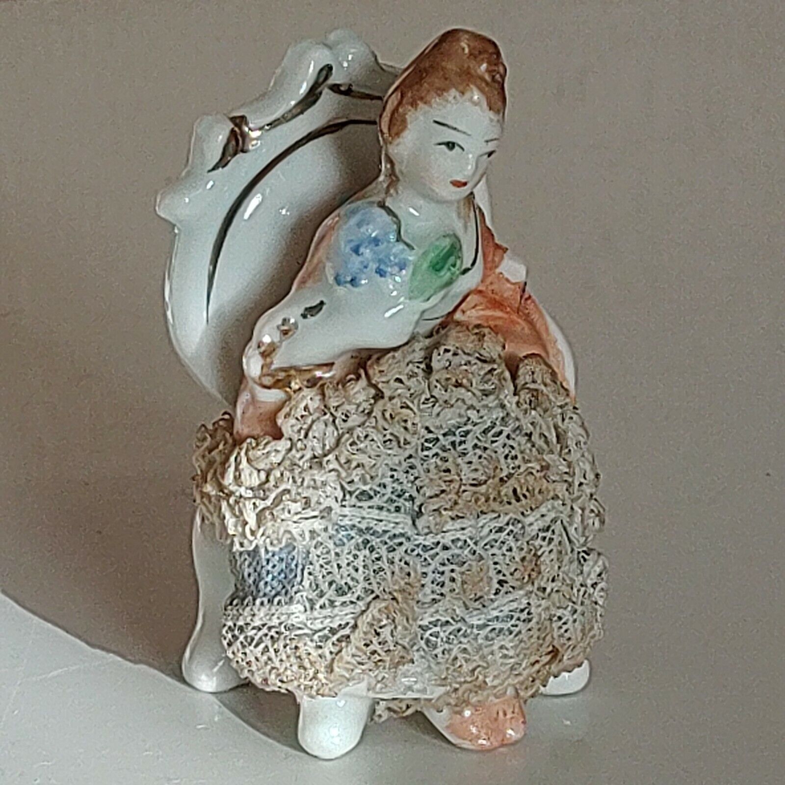 Antique Stamped Porcelain Lady Ornament  Figurine
