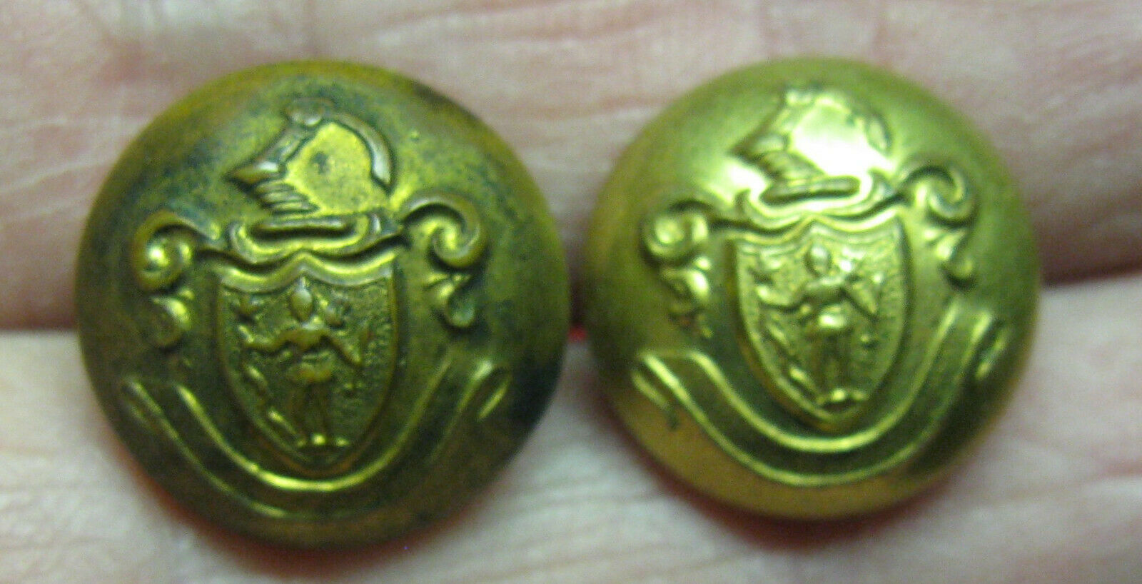 Pair Massachusetts State Seal Cuff Buttons, Scovill