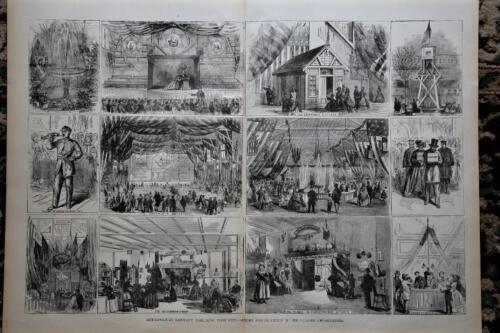 1892 CIVIL WAR STEEL PLATE ENGRAVING-METROPOLITAN SANITARY FAIR, NEW YORK CITY