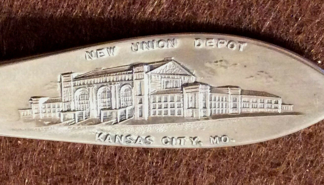 New Union Depot KANSAS CITY MISSOURI Sterling 5 5/8" Souvenir Spoon by Weidlich