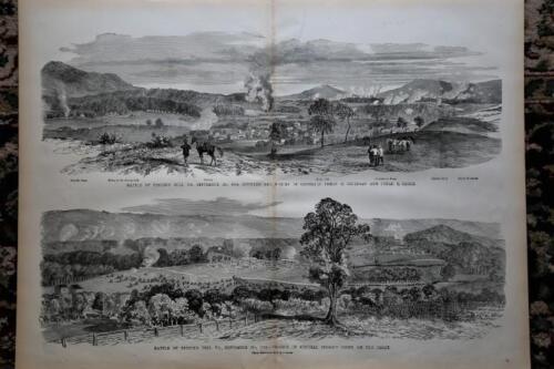 1892 CIVIL WAR STEEL PLATE ENGRAVING-BATTLE OF FISHER'S HILL, VA-SEPT. 23, 1864