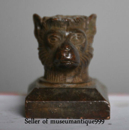 1.6" Ancient China Old Bronze Dynasty Animal Monkey imperial Seal Signet Stamp