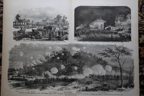 1892 CIVIL WAR STEEL PLATE ENGRAVING-UNION ATTACK ON KENNESAW MOUNTAIN, GA