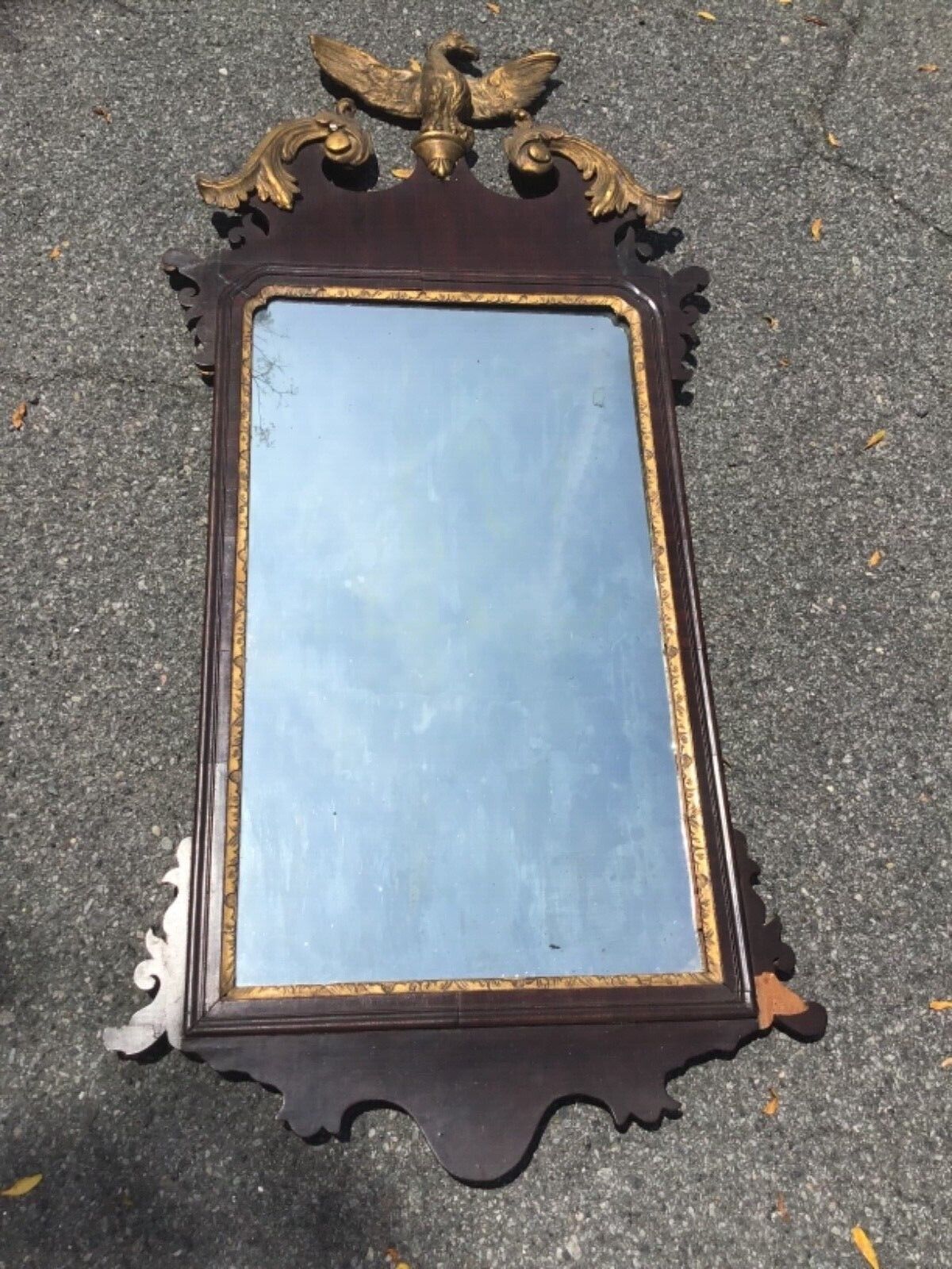 Antique 18 th century chippendale mirror 55 x 24 inches