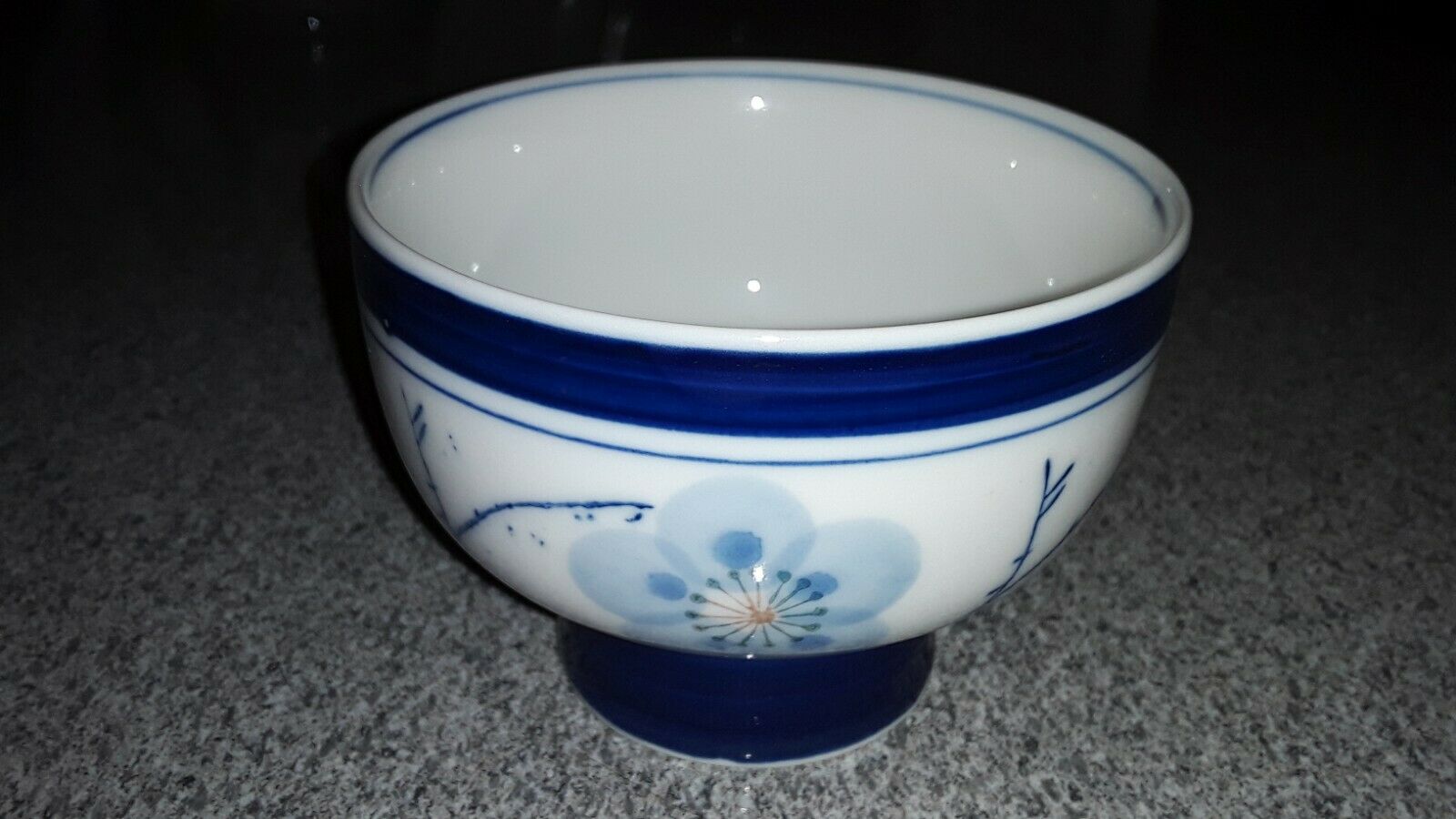 Japanese Tea Ceremony Chawan Tea Bowl Blue Flower Pottery