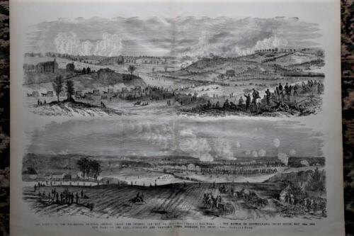 1892 CIVIL WAR STEEL PLATE ENGRAVING-BATTLE OF THE WILDERNESS & SPOTSYLVANIA