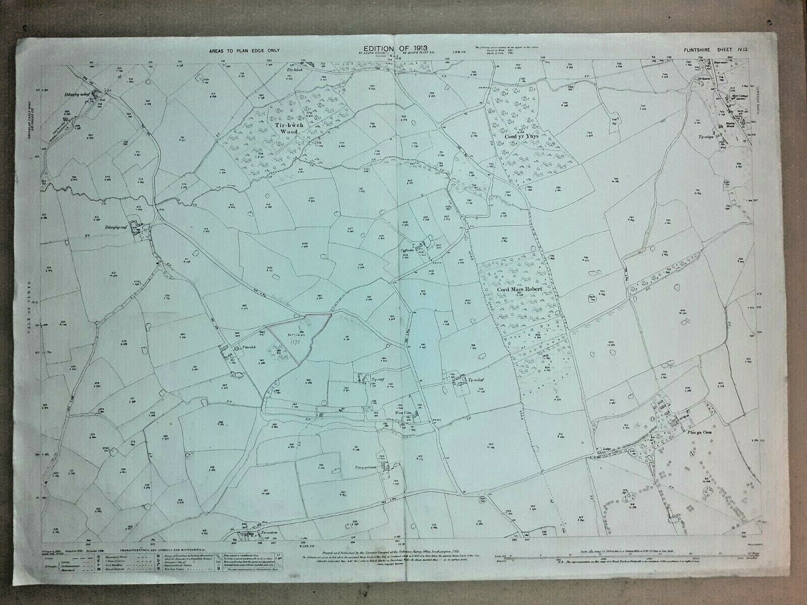 Old Antique Ordnance Map 1913 Flintshire IV.12 Waen Vale of Clwyd & Cwm ..