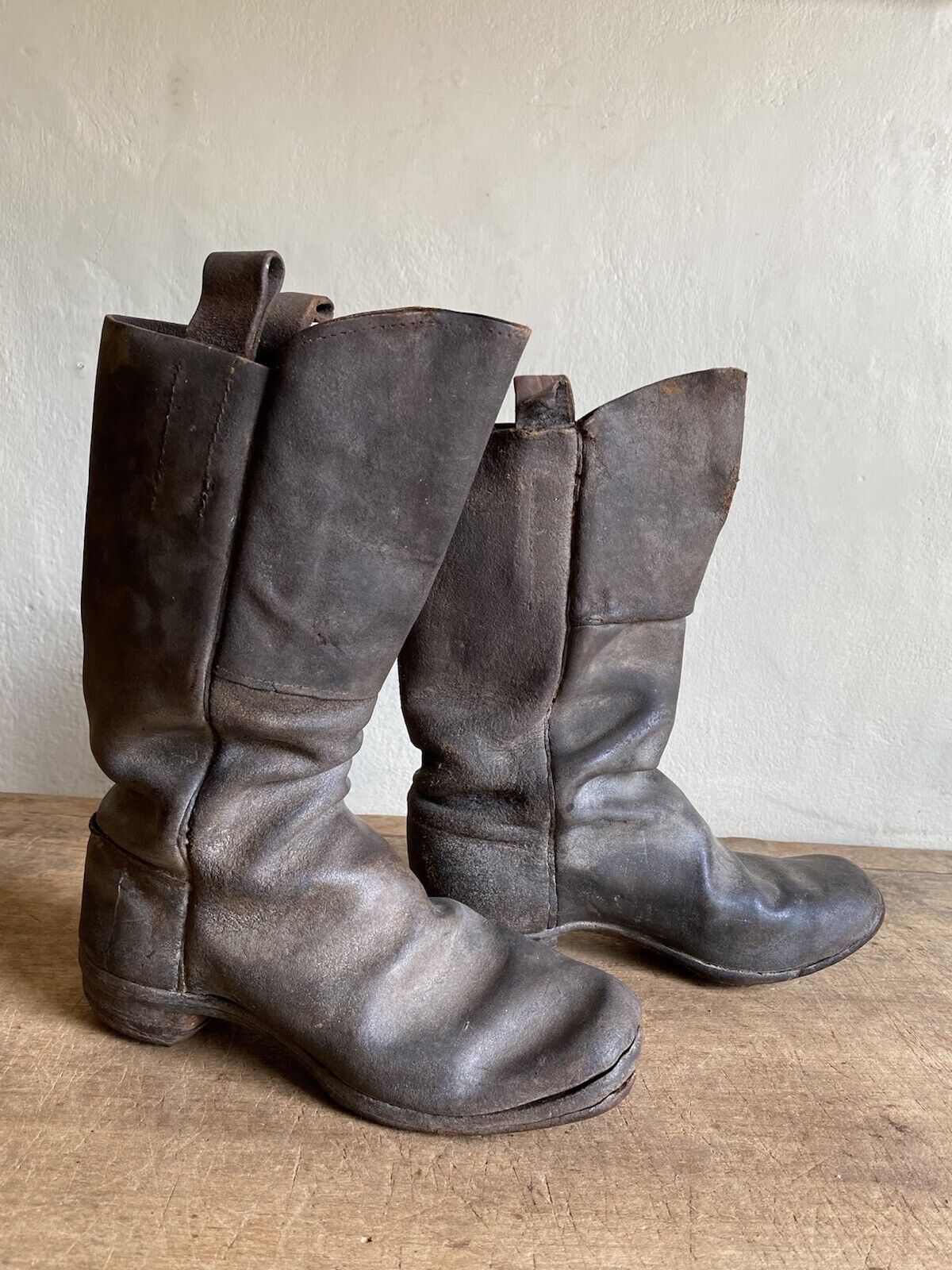 Rare Early Antique Handmade Leather Boots Civil War Era￼ AAFA 19th C