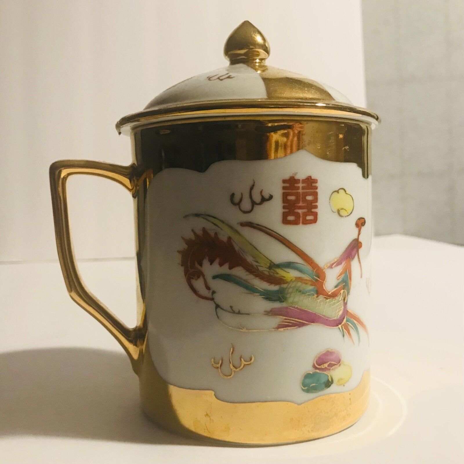 Chinese Old Antique Painted Floral  Porcelain Tea Caddy  Jar Container with Lid