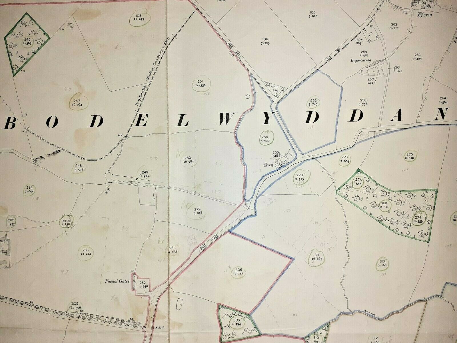 Old Antique Ordnance Map 1912 Flintshire IV.10 Bodelwyddan Village ...