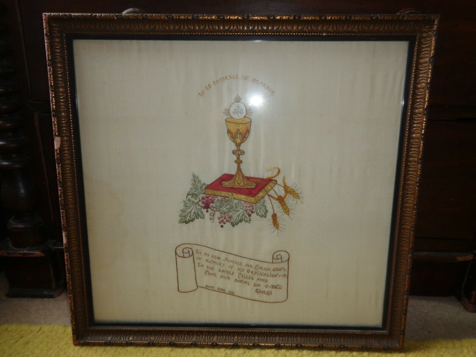 Vintage Ordination Picture   Embroidered