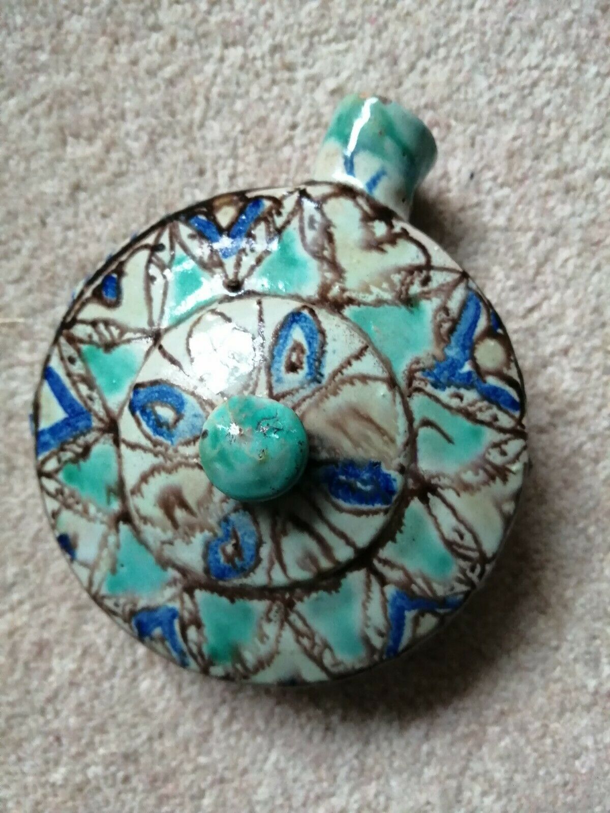 Antique mid east  pottery bottle flask