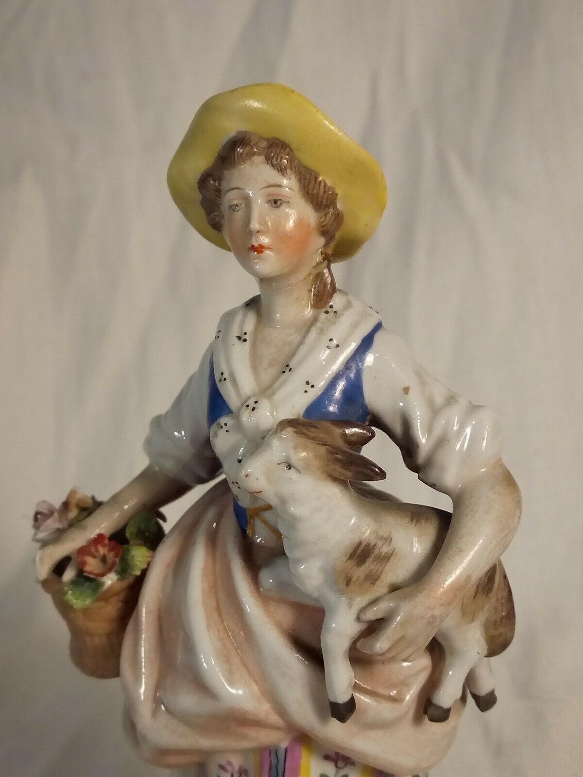 Late 19c Capodimonte Continental Porcelain Figure Little Bo Peep Shepherdess