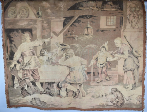 early 20th Century  large size  wall hanging Continental Tapestry ,Musketeers