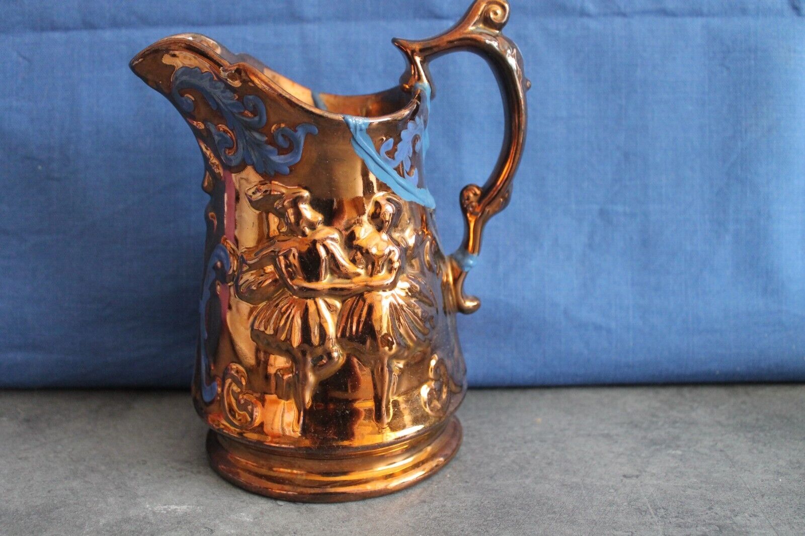 Antique  (Victorian) copper lustre jug