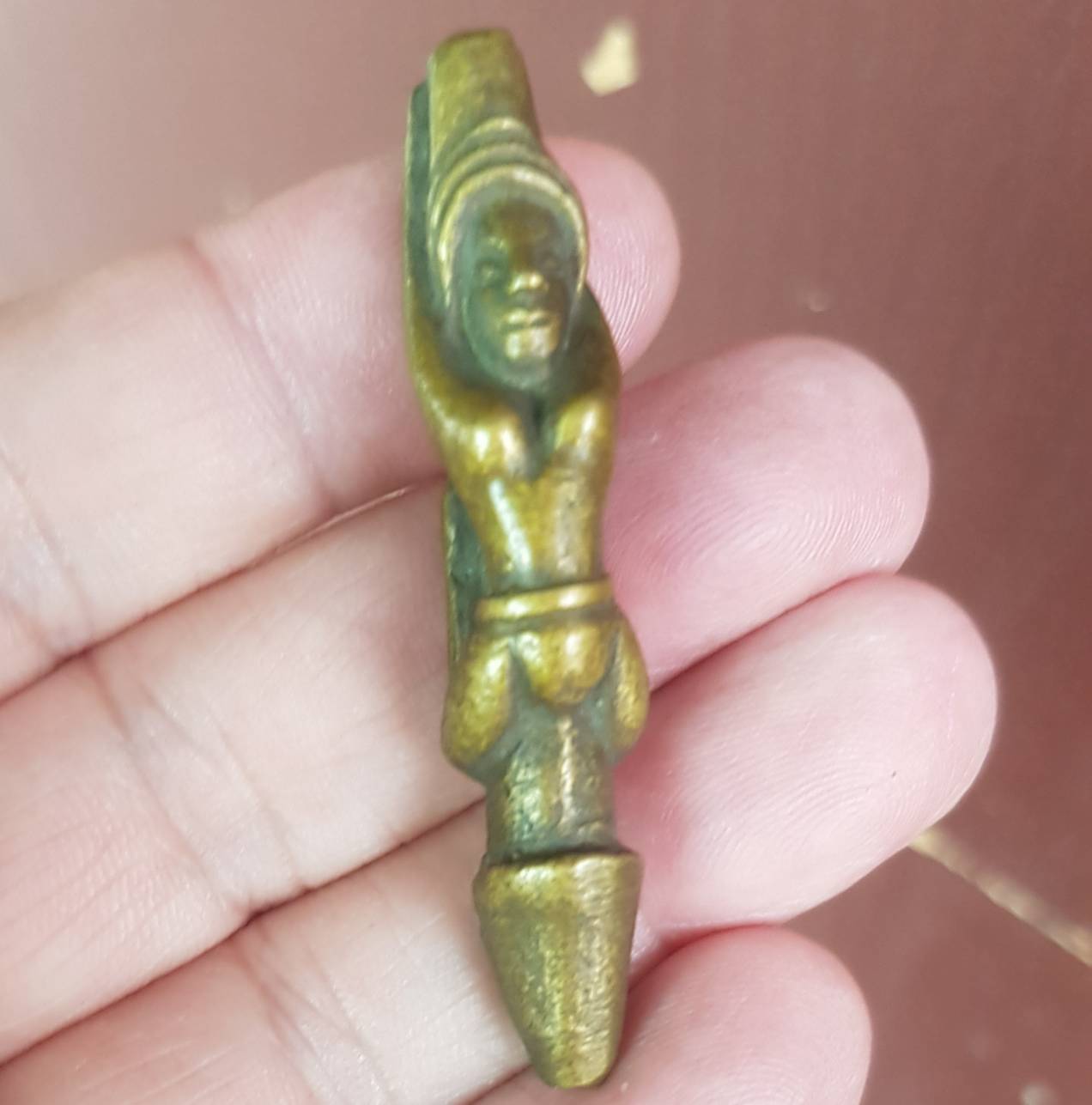 Figure Bronze"Woman~Shiva Lingam"Charm Thai Amulet