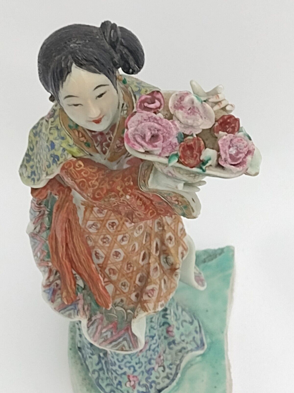 2 Antique 1920/30s Japanese Satsuma porcelain figurines marked some partsbroken