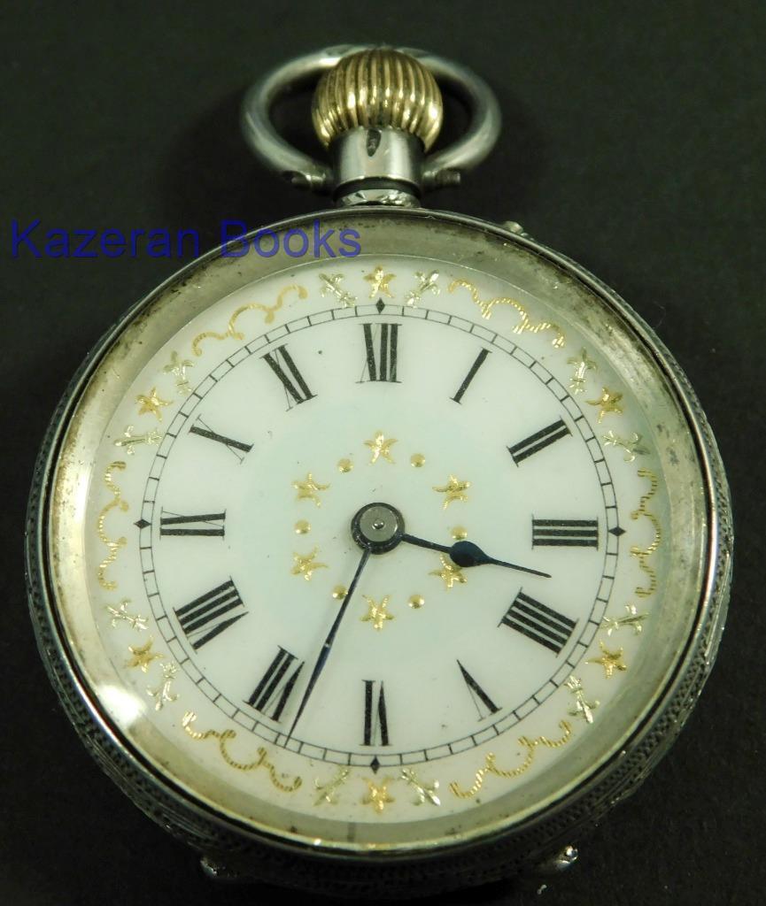 Working Antique Victorian Fancy Dial Solid Silver Top Wind Fob Pocket Watch