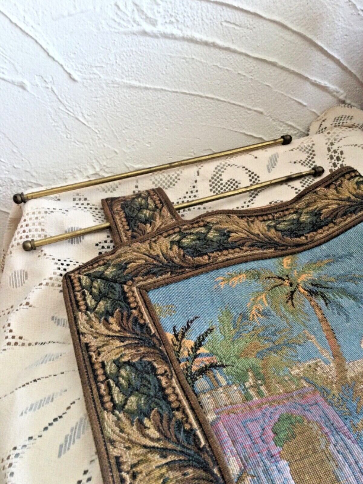 2 VINTAGE FRENCH BRASS EXTENDING CURTAIN RODS CAFE, KITCHEN BATHROOM TAPESTRY 1