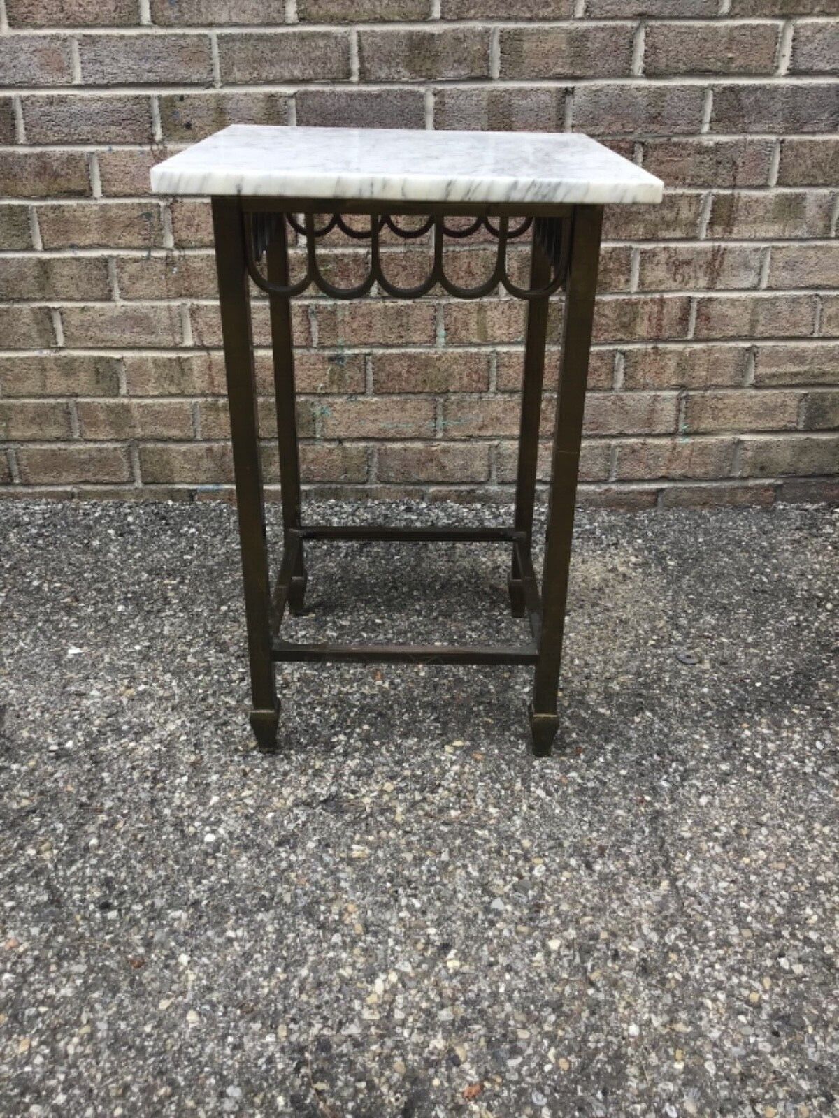 MCM brass and marble side table