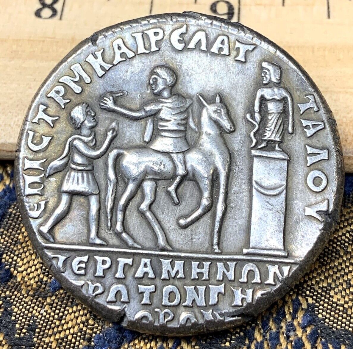 Coin Ancient Roman Empire Caesar Zeus Nero Augustus Italy Huge Victory Medallion