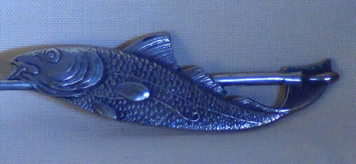 1878-1902 Sterling Silver Souvenir Spoon PENOBSCOT RIVER ME Fish HOWARD 9.4gr
