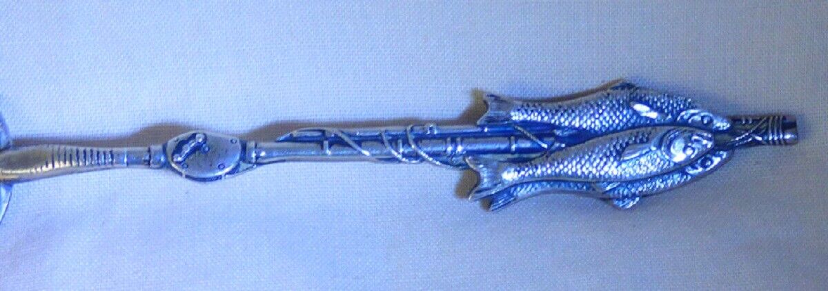 1880+ Sterling Silver Souvenir Spoon NEWPORT VT Fish Rod Reel Line WATSON 11.6gr