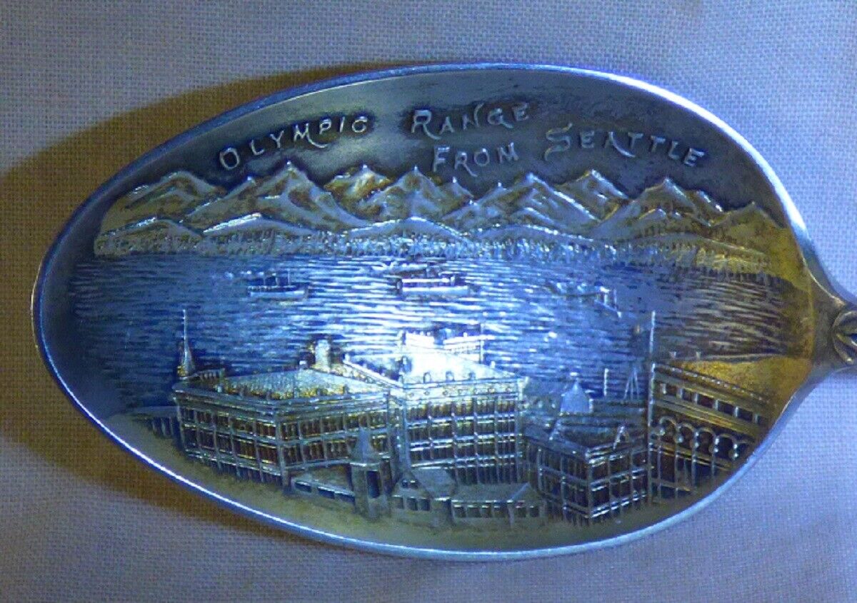 1895+ Sterling Silver Souvenir Spoon SEATTLE WA Olympic Ridge MAYER Bros 16.2gr