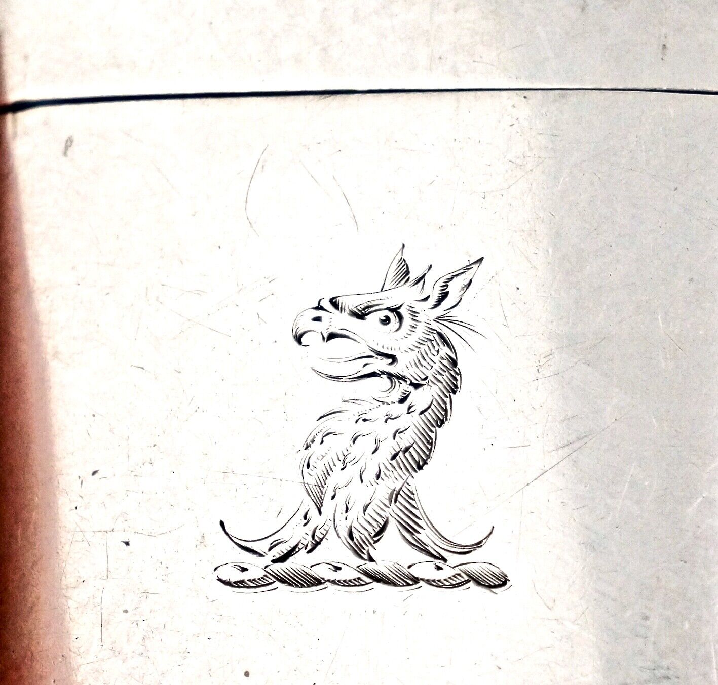 1870 Sterling Silver Vesta Case. Dragon Armorial Crest & Superb Monogram "JC".