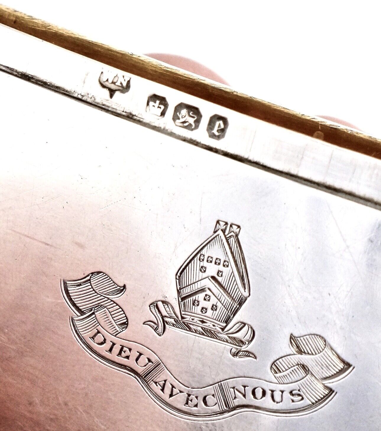 1897 Victorian Sterling Silver Card Case with Bishop's Mitre Armorial Crest.