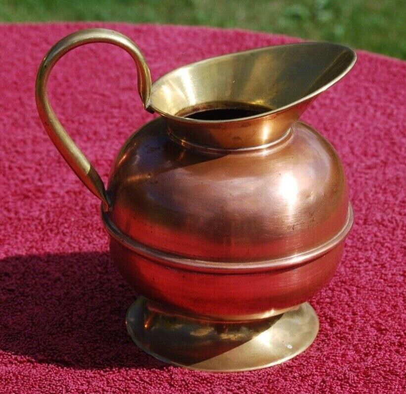 Retro 1970s brass and copper jug 14cm high and watertight