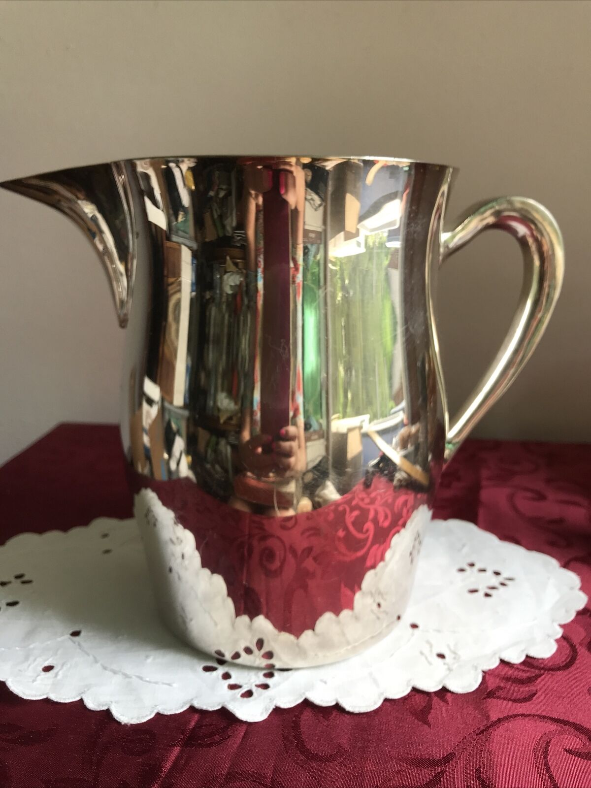 Shiny Silver Plate Paul Revere Reproduction Academy Water Pitcher - 7" Tall #15