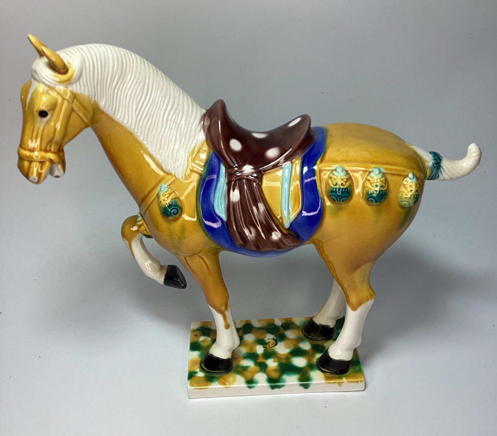 Tang Horse Figurine Sancai Type Glaze Majolica Stamped Perfect