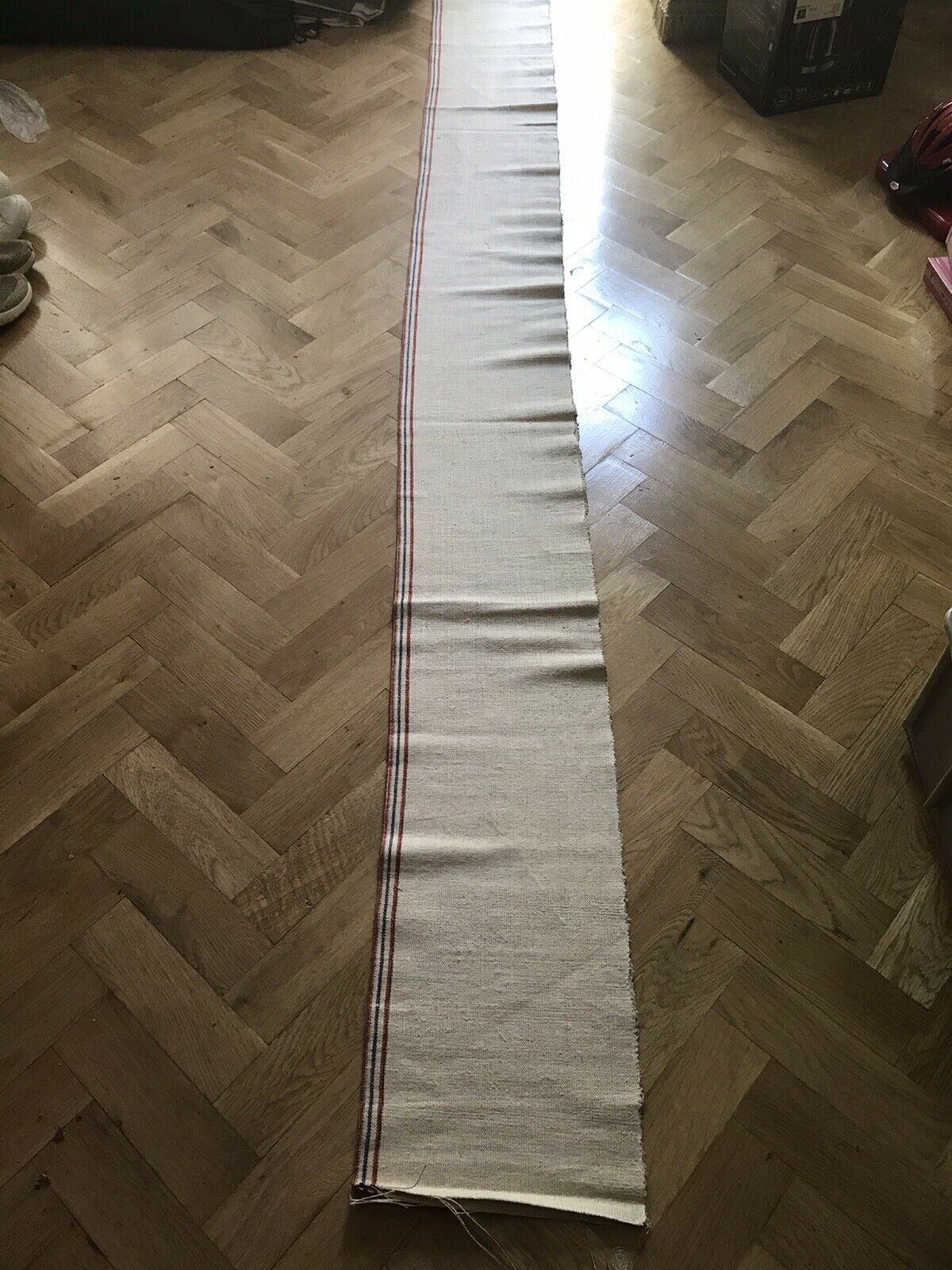 Hand Woven Unused Hungarian Eastern European Grain Sack Material Long 250x53 Cm