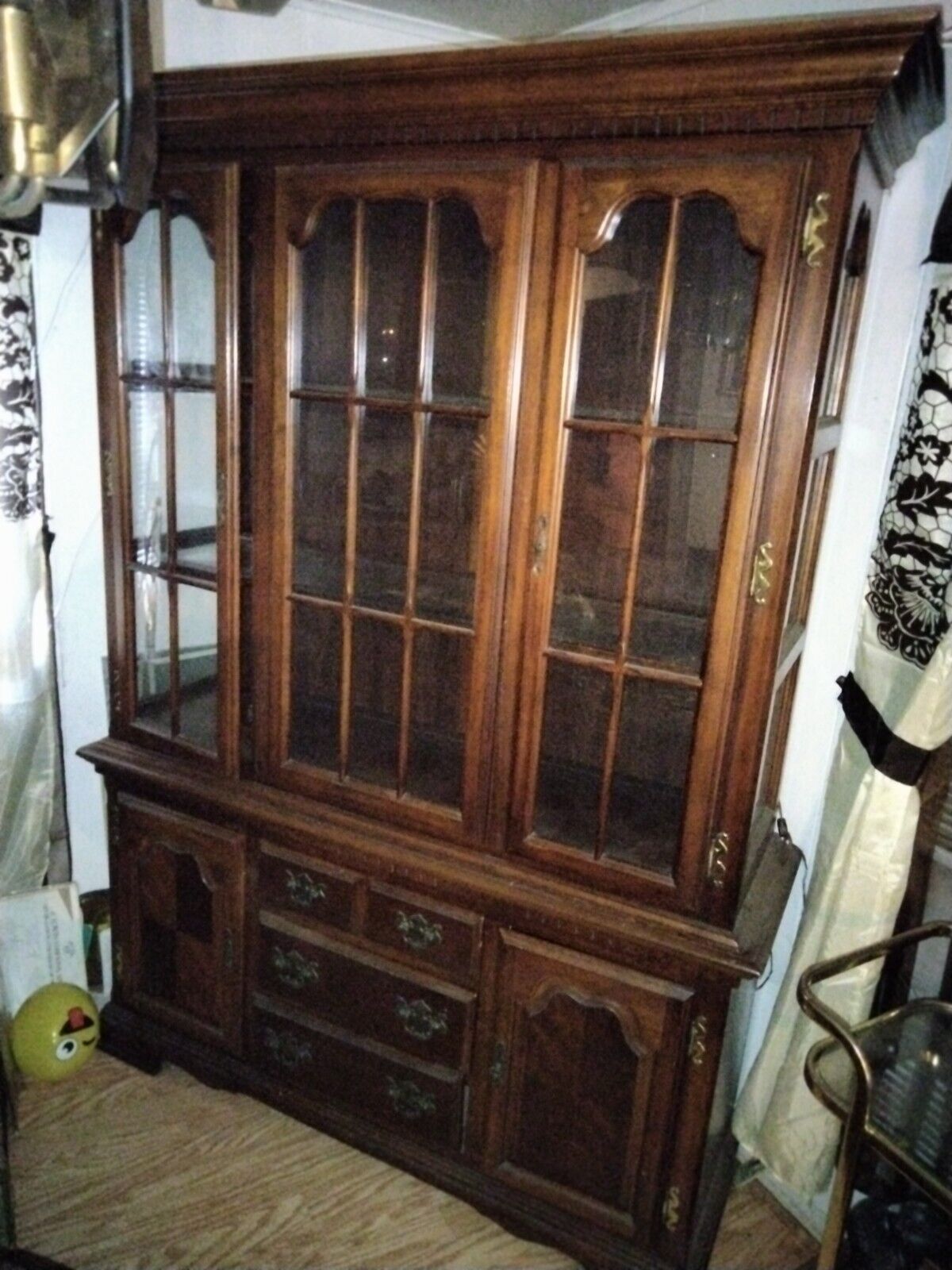 vintage wood china cabinet hutch