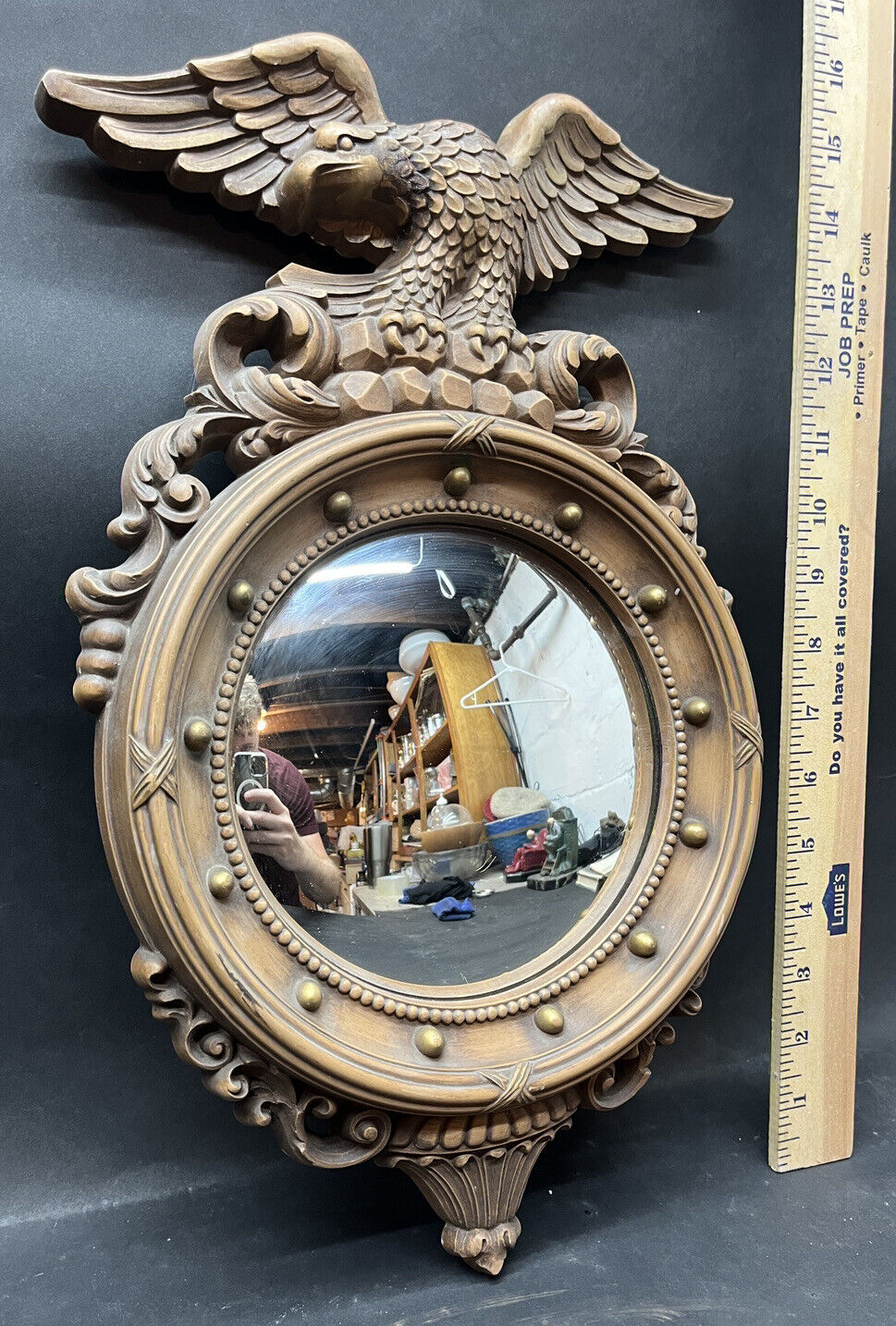 Vintage Federal Syroco #4410 American Eagle Convex Bubble  Mirror 16”
