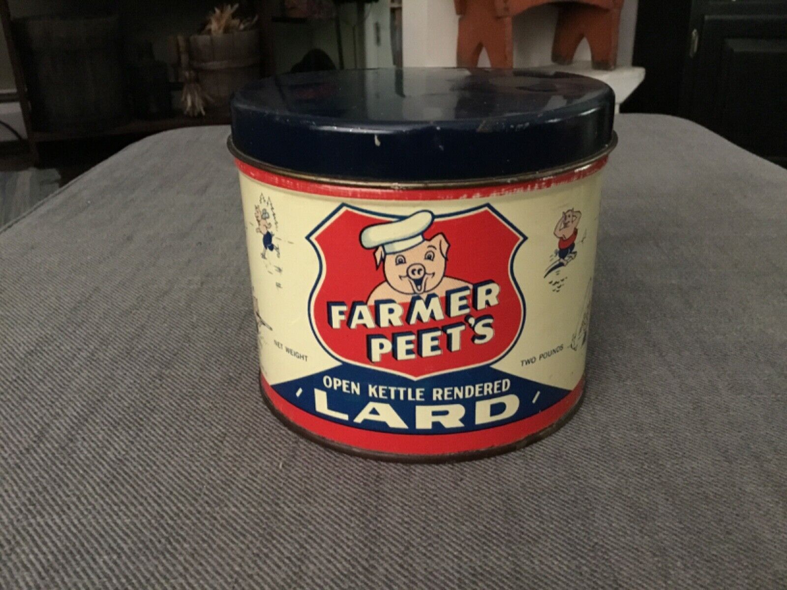 RARE VINTAGE FARMER PEET’S SMALL LARD TIN ADVERTISING