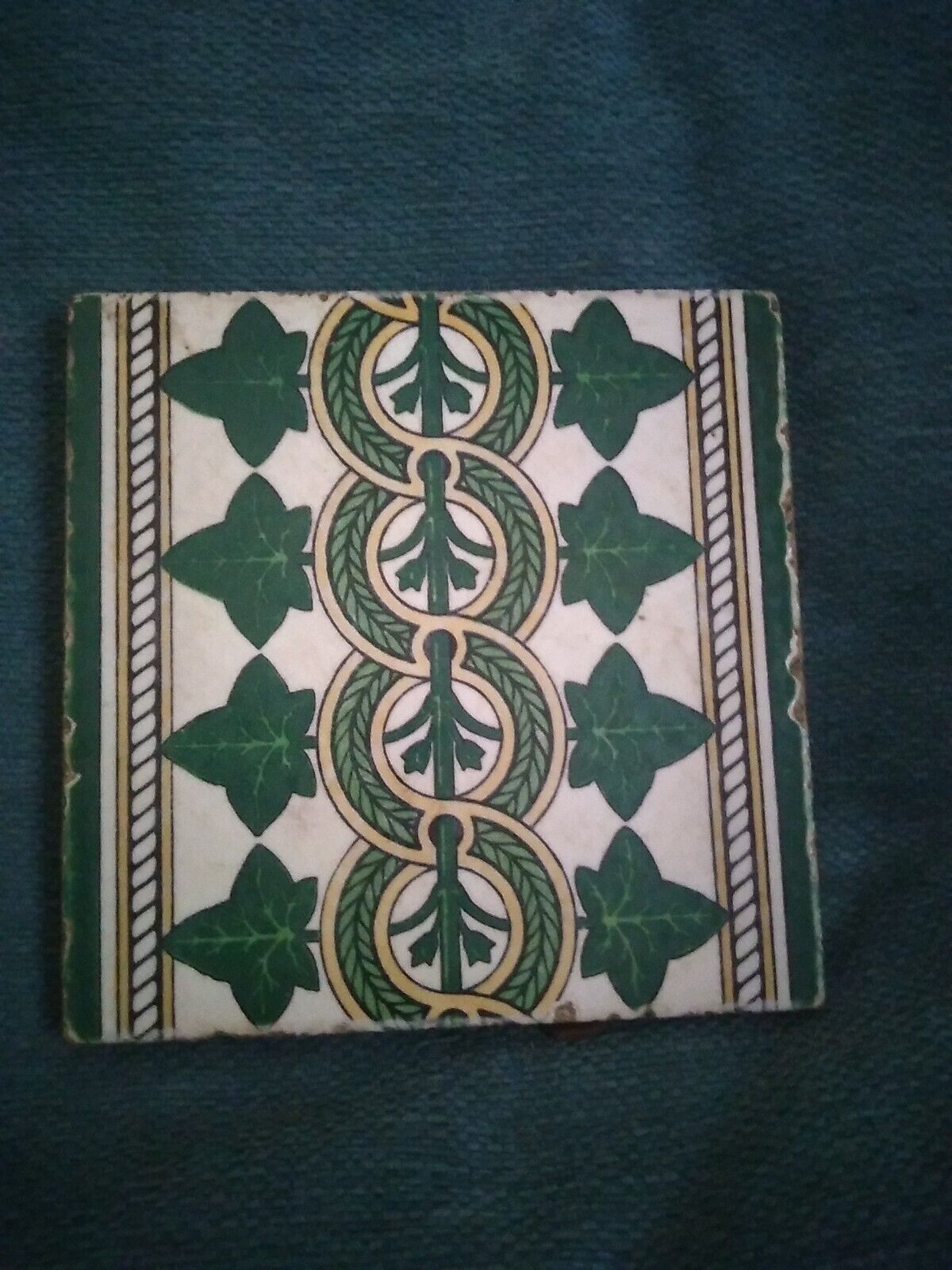 Minton Antique Transfer Print Geometric Patterned Tile Circa 1900s