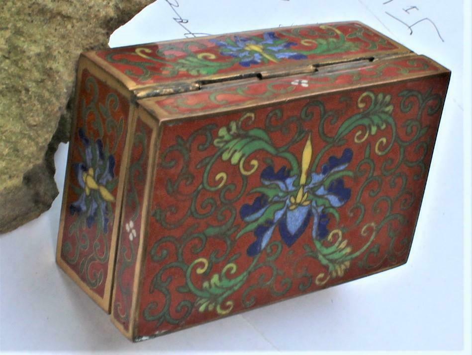 Large hinged Chinese Lotus Cloisonne' Box,Ching Dynasty,FINE Condition