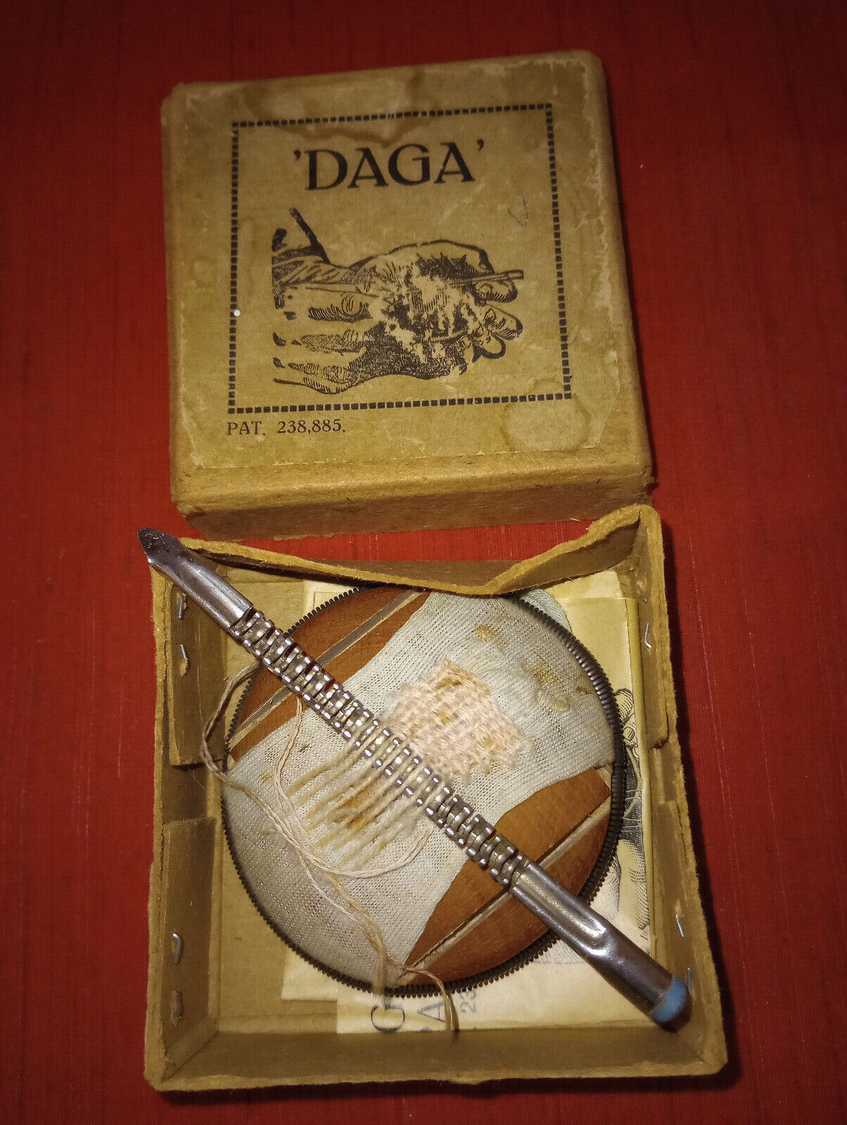 Antique DAGA original patent darner for wool, silk cotton