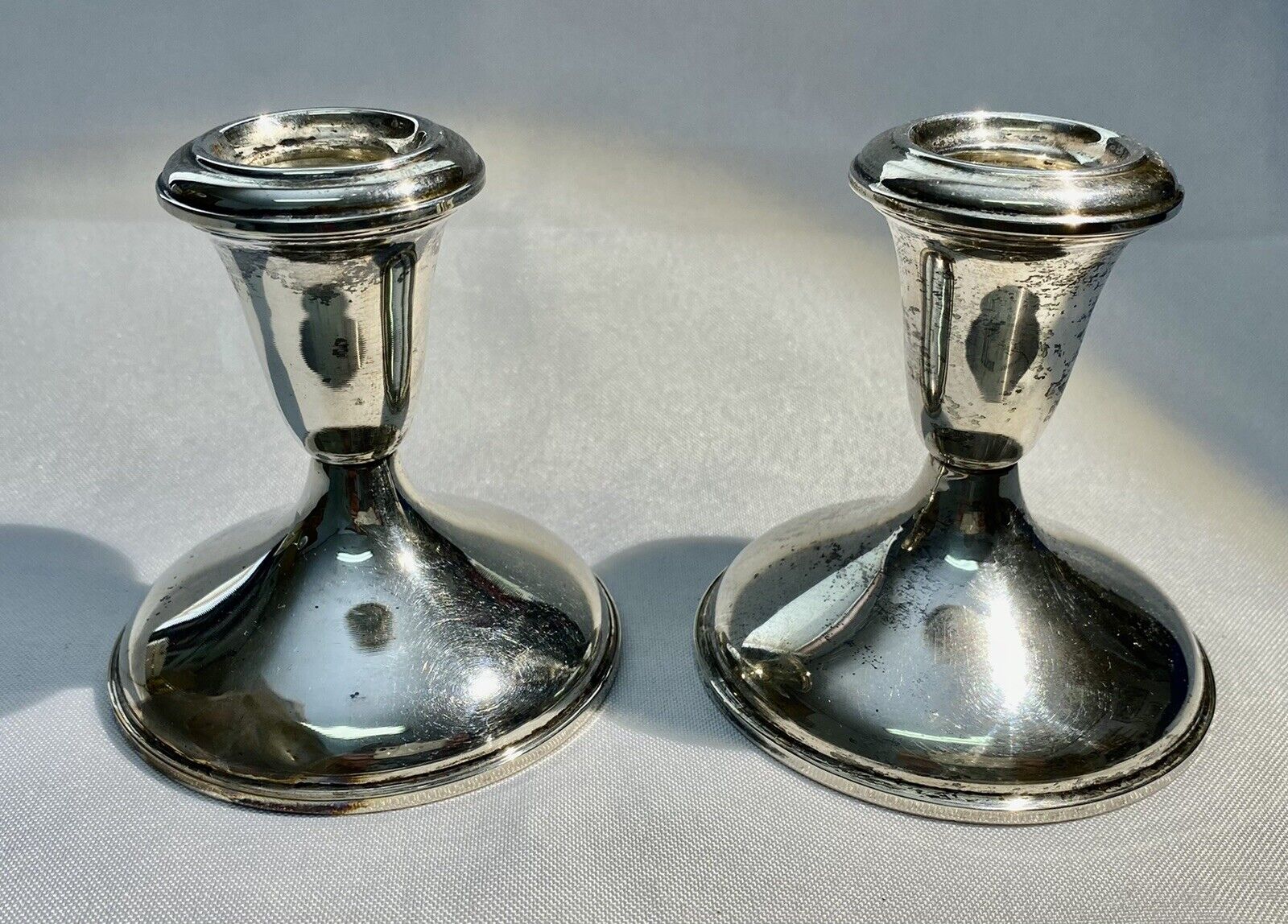 Empire Sterling Silver Candle Stick Pair Weighted Vintage Beautiful