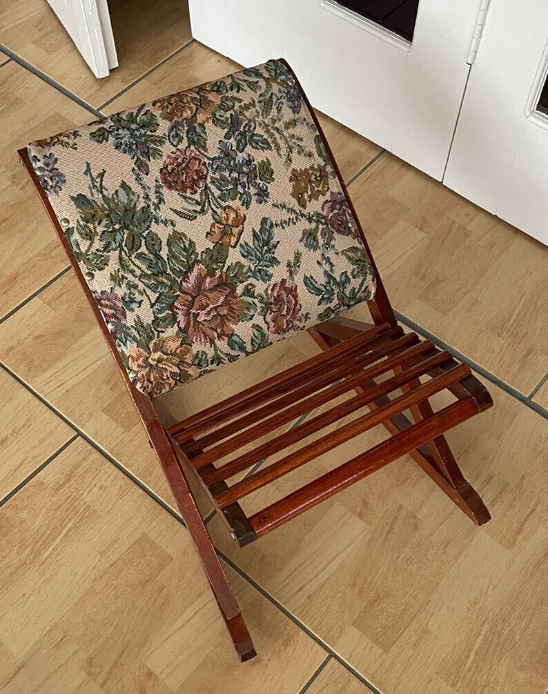 Vintage Tapestry Childs Rocking Chair