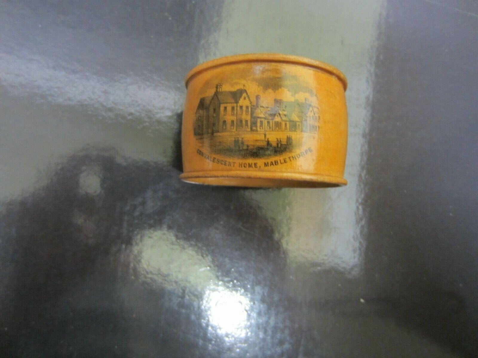 Transfer Ware Napkin Ring No 5 with a view of Convalescent Home - Mauchline Ware