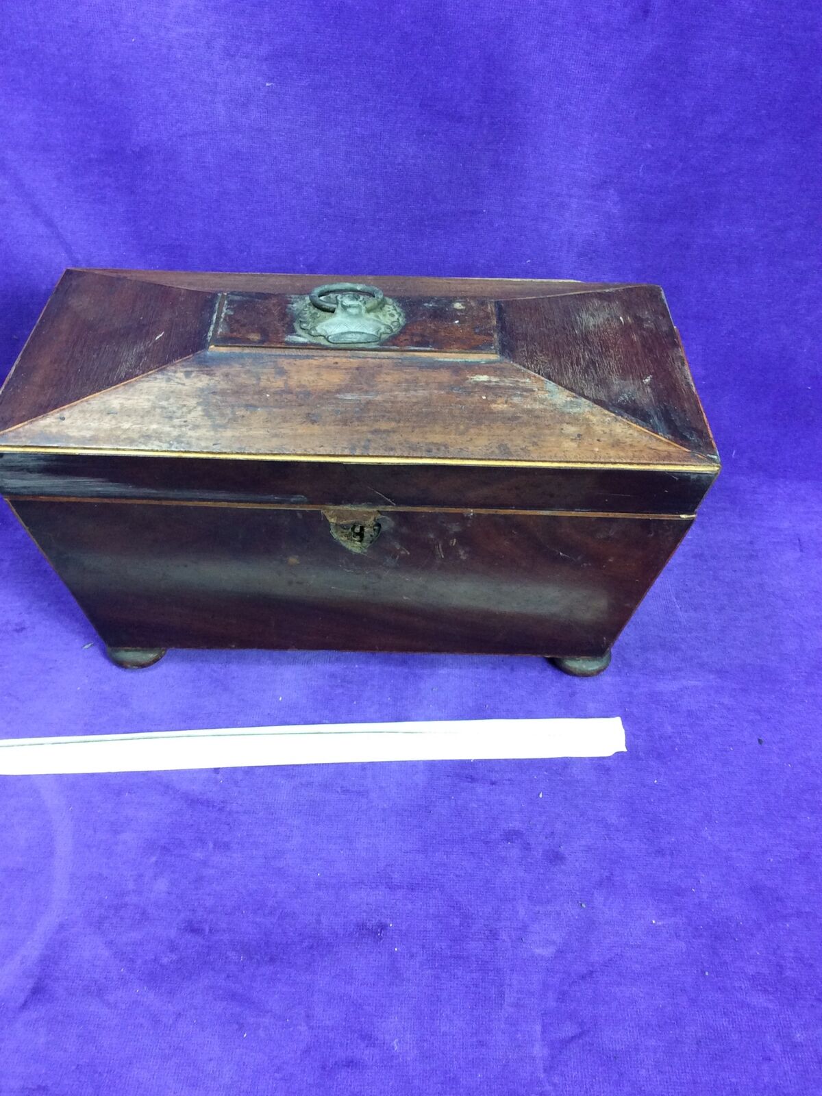 Antique Valuations: Antique Tea Caddy Sarcophagus Inlaid Mahogany
