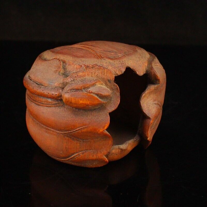 Antique Valuations: Vintage Chinese Bamboo Carved Lotus Leaf Statue